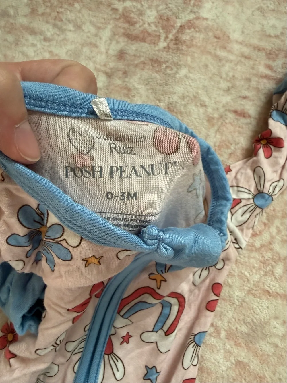 Posh Peanut Red White Blue Rainbow Daisy Convertible Footie Size 0-3 Months